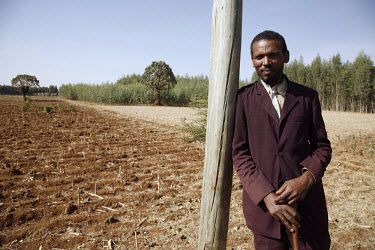 The owner of a eucalyptus tree plantation stands beside one of his nursery fields. As part of IFAD's (International Fund for International Development) Lake Tana Watershed project, an income generatin...