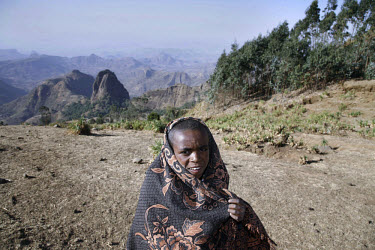 A child stands in the hills of the Megech area where deforestation and soil erosion are a continuing problem. IFAD (International Fund for Agricultural Development) are currently involved in the Lake...