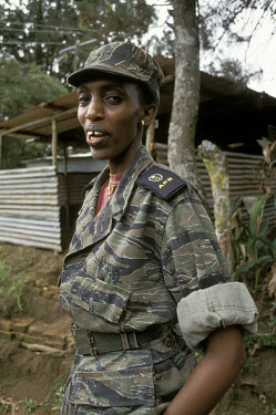 Rose Kabuye, pictured in 1994 when she was a major in the Rwandan Patriotic Front (RPF). Once the RPF took power, she was appointed mayor of Kigali and later served as a member of parliament and a gov...