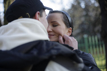 Magda Piwonska kisses her boyfriend Kamil Wozniak goodbye before he leaves to join his army unit. This year's class of drafted recruits is the final one after 90 years of compulsory military service,...