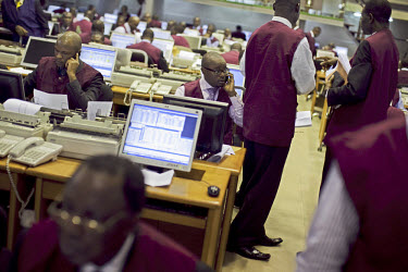 Traders on the floor of the Nigerian Stock Exchange.