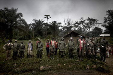 FDLR (Democratic Forces for the Liberation of Rwanda) soldiers at a jungle camp on the North/South Kivu border. The FDLR comprises Hutu extremists who fled Rwanda after their involvement in the 1994 g...