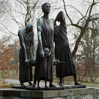 A monument at the site of the Ravensbrueck Nazi concentration camp. Over 130,000 women were imprisoned here in the Holocaust between 1939-1945.