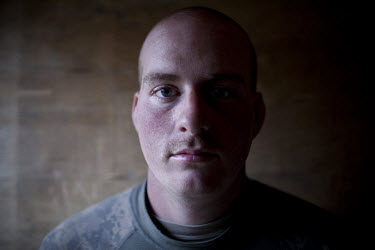 US Army Specialist Richardson from Viper Company 126, 1st Platoon, at Restrepo Firebase in the restive Korengal Valley. Restrepo, a remote outpost, is known as one of the most violent places in Afghan...