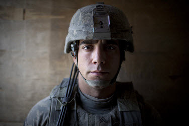 US Army Sergeant Yanes from Viper Company 126, 1st Platoon, at Restrepo Firebase in the restive Korengal Valley. Restrepo, a remote outpost, is known as one of the most violent places in Afghanistan....