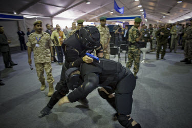 Military representatives from countries around the world are shown new techniques and technologies in counter-insurgency operations during the opening of the King Abdullah II Special Operations Traini...