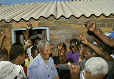 Nelson Mandela in Sebokeng after the 1991 Sebokeng Massacre which left 35 dead.