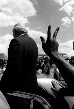 President FW de Klerk visits Soweto in the run up to the elections that brought democracy to South Africa after the end of apartheid.