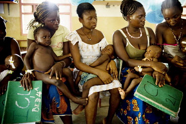 Women and their children most of whom suffer from malaria at MSF (Medecins sans Frontieres) Gondama hospital in Bo.
