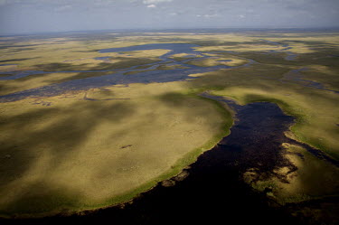 The wetlands of Lake Bangweulu which has quadrupled its normal size due to the rainy season.