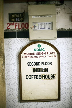 A sign for the Indian coffee house, Baba Kharak Singh Marg. The coffee house dates back almost fifty years, first in central Connaught Place, then Janpath and now at the top of a rather shabby shoppin...