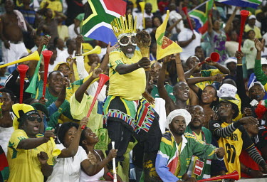 South African soccer supporters during the international friendly against Zimbabwe at Moses Mabhida Stadium in Durban.