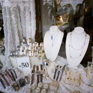 A jewellery shop's window display. Heavy discounts are on offer due to the financial crisis and ongoing recession.