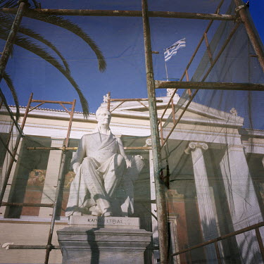 A statue of Ioannis Kapodistrias in front of Athens University in Panepistimio Square.