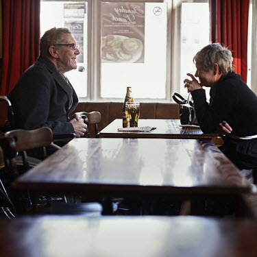 An elderly couple at The Horn community pub in central Reading. The pub is struggling to survive due to the sale of cheap alcohol in shops and supermarkets and the ban on smoking in public buildings,...