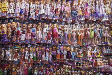 Plastic toy dolls for sale displayed in the Yiwu Small Commodity Market. The city of Yiwu comprises of numerous export markets selling more than 17 million different products to more than 200 countrie...