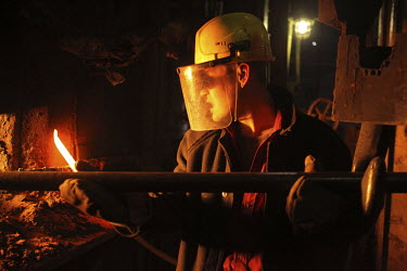 A worker smelts copper at a plant in Norilsk, a resource-rich city in Siberia above the Arctic Circle.