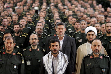 President Mahmoud Ahmadinejad with Basij militia members. The Basij (Basiji), a branch of Sepah e Pasdaran (the Islamic Revolutionary Guards Corps - IRGC), is a paramilitary force which numbers over e...