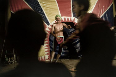 Jose Luis performs his clown act at the Jhon Danyer Circus. Around a dozen small circuses wander the poorer neighbourhoods around the city of Medellin putting on performances in what can be a hand to...