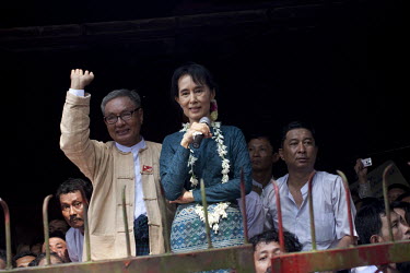 Myanmar's newly-released opposition leader Aung San Suu Kyi delivers a speech to thousands of supporters at her National League for Democracy (NLD) headquarters in Rangoon. From 1990 until her release...