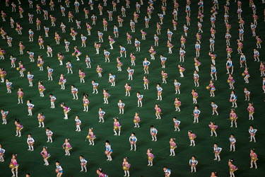Children perform in synchronisation at the Arirang Mass Games, a performing arts and gymnastics festival in Pyongyang.