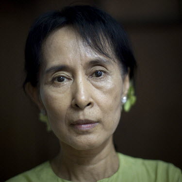 A portrait of National League for Democracy (NLD) opposition party leader Aung San Suu Kyi in Yangon five days after she was released. From 1990 until her release on 13 November 2010, Aung San Suu Kyi...