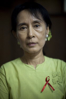 A portrait of National League for Democracy (NLD) opposition party leader Aung San Suu Kyi in Yangon five days after she was released. From 1990 until her release on 13 November 2010, Aung San Suu Kyi...
