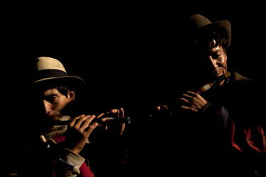 Musicians perform during the Yawar Fiesta in the town of Coyllurqui in the Peruvian Andes on Independence Day.