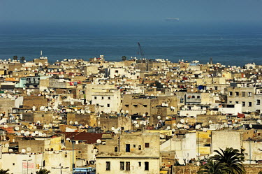The rooftops of the Medina, crowded with Satellite dishes, make way to the Atlantic beyond.