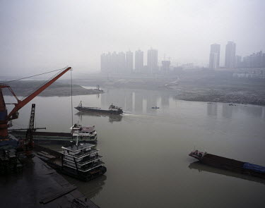 Cargo ships on the Yangtze River.