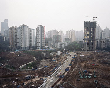 A view of a construction site in central Chongqing.