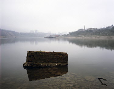 A wall near the banks of the Jialing River in Chongqing.