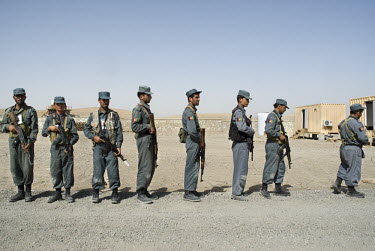 ANAP (Afghan National Auxiliary Police) officers undergo training from a Czech military policeman at the police academy inside FOB Shank.