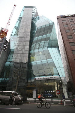 The Audi Forum building on Meiji-dori off Omotesando Avenue, one of the fashionable areas of Tokyo.