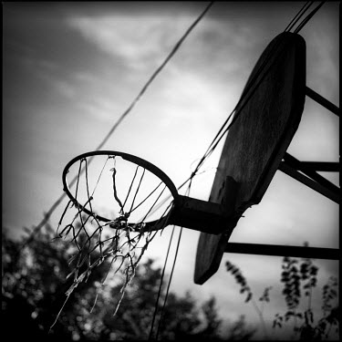 A basketball hoop in Joppa, Texas.