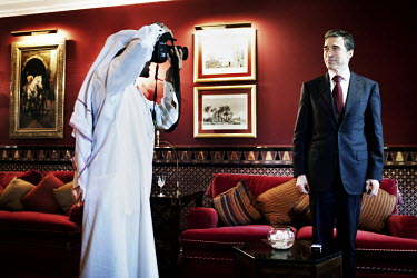 The Secretary General of NATO Anders Fogh Rasmussen meets the press at the Ritz Carlton Hotel in Manama, on his first visit to the Middle East in this role.