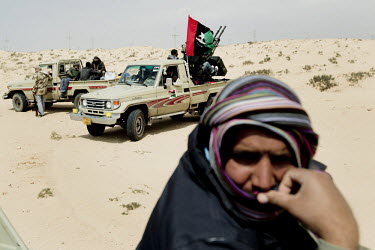 Rebels gather at the front at Ajdabiya. On 17 February 2011 Libya saw the beginnings of a revolution against the 41 year regime of Col Muammar Gaddafi.