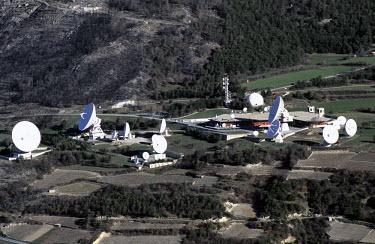 Satellite dishes that form the Onyx intelligence gathering system maintained by the Swiss Army, originally named SATOS - 3.
