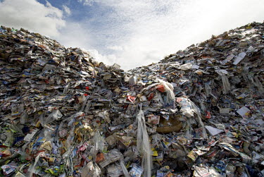 Mounds of waste paper piled up at the Voutselas recycling plant in Renti, an industrial district of the city.