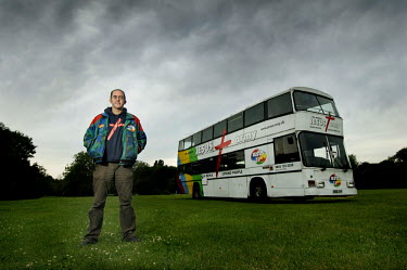 Jake Organ of the Jesus Army (Battle Bus), poses at Oxford showground.