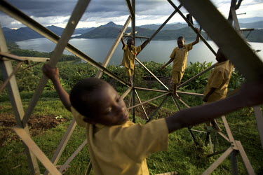 School children play on a climbing frame during the Mother and Child Health Week held in April 2010. This includes a mass drug administration against intestinal worms and schistosomiasis. Around 14 mi...