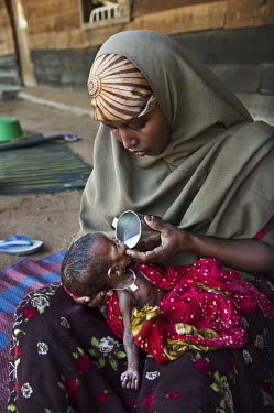 Malnourished 5 month old Abdi Farah who weighs only 2.2kg is held by her mother in the stabilisation ward at a hospital at Dadaab refugee camp. Since Al Shabaab, an Islamic militia with alleged links...