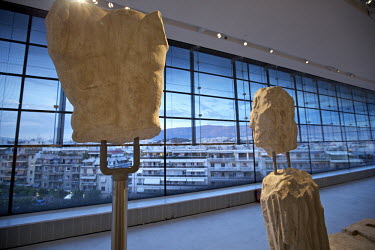 Sculptures in the Parthenon Gallery of the new Acropolis Museum.