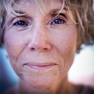 A portrait of Judy Rizzo who is a member of the Aquadettes at Laguna Woods, California. The Aquadettes are a group of women ageing from their early 60s upwards who meet to practice synchronised swimmi...