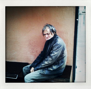 A homeless person in Cagliari, capital of Sardinia.
