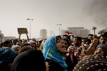 A group of women join the thousands of anti-government protesters in the centre of Tahrir Square. 25 January 2011 saw the beginning of a nationwide 18 day protest movement that eventually ended the 30...