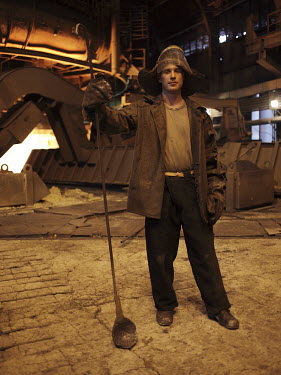 A steel worker in a plant in Donetsk.