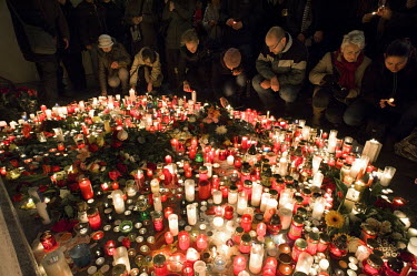 People gather to light candles and leave tributes on Narodni Trida in central Prague upon hearing the news of the death of Vaclav Havel. Narodni Trida became famous in 1989 when a peaceful demonstrati...