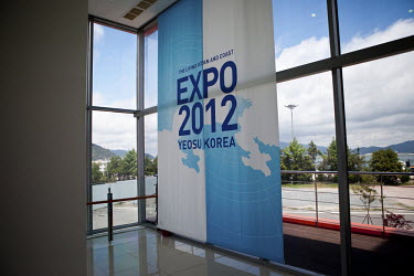 Signage for the 2012 Expo being held in Yeosu. Its theme is 'The Living Ocean and Coast'.