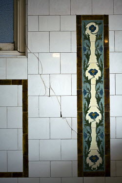 Period tiling at Manze's Eel, Pie and Mash shop in Walthamstow, East London. Although the shop still trades under the original Manze name, it is now independently owned and no longer part of the Manze...